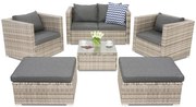 Roma Coffee 4 + 2 Garden Point grijs technorattan tuinmeubelen