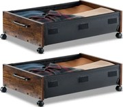 VEVOR Opbergtas voor onder het bed (2 stuks). Oprolbaar (650 x 460 x 180 mm). Onderbedcontainer met vergrendelbare wielen. Mobiele opbergbox voor kleding, schoenen en slaapkamer.