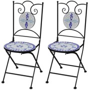 vidaXL Bistrostoelen inklapbaar 2 st keramiek blauw en wit