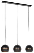 Design hanglamp zwart met gouden binnenkant 3-lichts - Buell