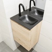 Mondiaz Olan 40cm toiletmeubel washed oak met wastafel urban rechts 1 kraangat