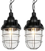 Set van 2 industriële hanglampen zwart - Cabin Industriele / Industrie / Industrial E27 rond Binnenverlichting Steen / Beton Lamp