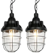 Set van 2 industriële hanglampen zwart - Cabin Industriele / Industrie / Industrial E27 rond Binnenverlichting Steen / Beton Lamp