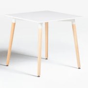 Vierkante Keukentafel 80x80 Cm In Beukenhout En Mdf Royal Wit - Sklum