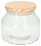 Voorraadpot met houten deksel, glas, klein