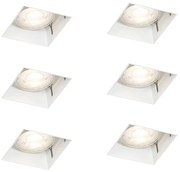 Set van 6 inbouwspots wit GU10 50mm trimless - Oneon Modern GU10 vierkant Binnenverlichting Lamp