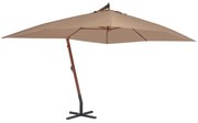 vidaXL Zweefparasol met houten paal 400x300 cm taupe