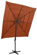 vidaXL Parasol 4-laags met aluminium paal 250x250 cm terracottakleurig