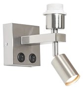 Moderne wandlamp staal met leeslamp - Brescia
