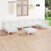 vidaXL 8-delige Loungeset massief grenenhout wit