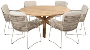 Murcia Prado dining tuinset 160 cm rond 7 delig latte teak 4 Seasons Outdoor