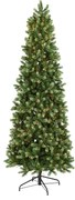 Georgia kunstkerstboom smal - 228 cm - groen -Ø 107 cm - 1.440 tips - 2.000 rode&amp;witte ledlampjes - metalen voet
