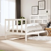 vidaXL Bedframe massief grenenhout wit 75x190 cm 2FT6 small single