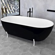 Polysan Reduta vrijstaand bad zwart/wit mineraalmarmer 170x80x46cm