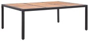 vidaXL Tuintafel 200x150x74 cm poly rattan en massief acaciahout zwart