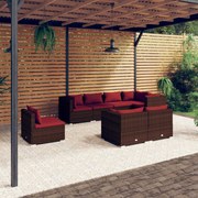 vidaXL 8-delige Loungeset met kussens poly rattan bruin