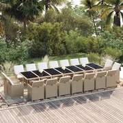 vidaXL 19-delige Tuinset met kussens poly rattan beige