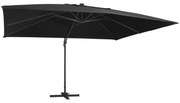 vidaXL Zweefparasol met LED-verlichting en paal 400x300 cm zwart