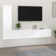 vidaXL 4-delige Tv-meubelset bewerkt hout hoogglans wit