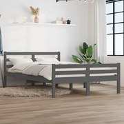 vidaXL Bedframe massief hout grijs 140x190 cm