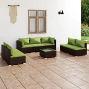 vidaXL 8-delige Loungeset met kussens poly rattan bruin