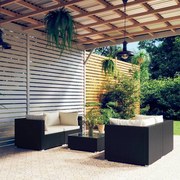 vidaXL 5-delige Loungeset met kussens poly rattan zwart