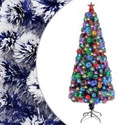 vidaXL Kunstkerstboom met LED 180 cm glasvezel wit en blauw