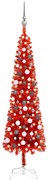 vidaXL Kerstboom met LED's en kerstballen smal 180 cm rood