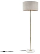 Vloerlamp messing met grijze kap 50 cm - Kaso Modern, Retro E27 rond Binnenverlichting Lamp