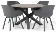 Tuinset Ronde Tuintafel 4 personen 125 cm Kunststof Grijs  Hartman Sophie