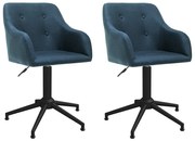 vidaXL Eetkamerstoelen draaibaar 2 st stof blauw