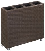 vidaXL Plantenbak verhoogd met 4 potten 80x22x79 cm poly rattan bruin