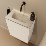 Mondiaz Ture DLux toiletmeubel 40cm talc met wastafel ostra midden zonder kraangat