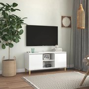 vidaXL Tv-meubel met houten poten 103,5x35x50 cm hoogglans wit