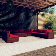 vidaXL 10-delige Loungeset met kussens poly rattan bruin