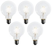 Set van 5 E27 dimbare LED lamp G95 5W 450 lm 2700K