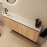 Mondiaz Ture DLux toiletmeubel 120cm washed oak met wastafel ostra links met kraangat