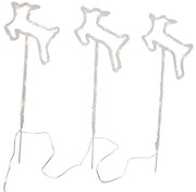 Set van 3 kerst prikspots wit herten incl. LED met timer IP44 - Shika