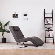 vidaXL Chaise longue met kussen kunstleer grijs