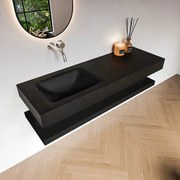 Zaro Alan badmeubel 140cm met planchet urban en vrijhangende wastafel cloud links zonder kraangat urban