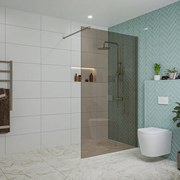 Fortifura Galeria inloopdouche - 120x200cm - rookglas - wandarm - Geborsteld Gunmetal PVD SW797944/SW797907