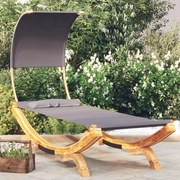 vidaXL Loungebed met luifel 100x200x126 cm gebogen hout antracietkleur