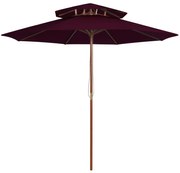 vidaXL Parasol dubbeldekker met houten paal 270 cm bordeauxrood