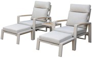 Ripasso lounge balkonset verstelbaar 5 delig latte zand aluminium teak