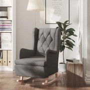 vidaXL Fauteuil met massief rubberwood schommelpoten stof donkergrijs