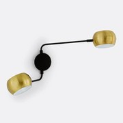 Dubbele wandlamp in zwart ijzer en messing, Elori