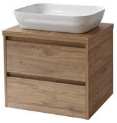 Sanicare Avenza badmeubel 65cm diveria oak met witte waskom 60x40cm
