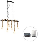 Eettafel / Eetkamer Smart hanglamp zwart 6-lichts incl. Wifi G95 - Plural Industriele / Industrie / Industrial, Landelijk / Rustiek E27 cilinder / rond Binnenverlichting Lamp