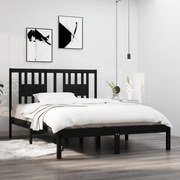 vidaXL Bedframe massief hout zwart 135x190 cm 4FT6 Double