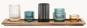 Windlichten Elviena met houten dienblad, set van 6